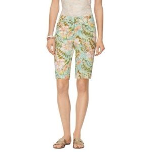 Talbots Women’s Perfect Shorts Floral Print Cotton Blend Trailing Hibiscus 6